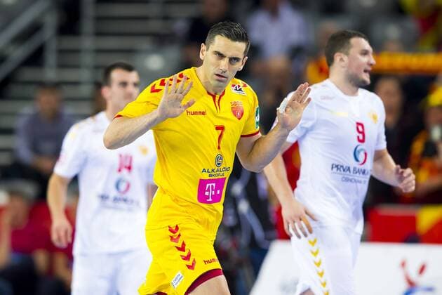 Kiril Lazarov (Nr. 7, Mazedonien). Montenegro - Mazedonien, Vorrunde, Handball, EHF Euro 2018, 15.01.18 Zagreb Zagreb Croatia Arena Copyright: xAgentur54Gradx xFelixxKoenigx