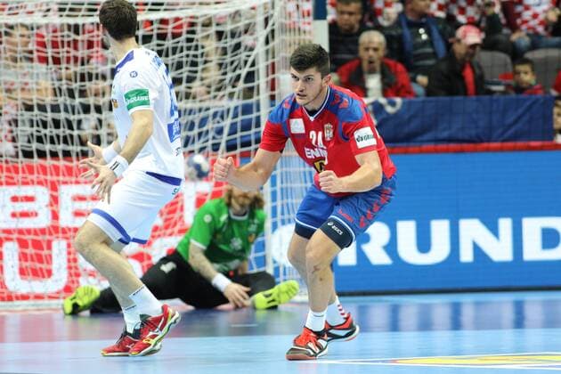 Handball, EM, Serbien - Island Split, 16 01 2018 - Spaladium Arena, 2018 Men s European Championship EM Europameisterschaft Preliminary Round, Group A. Serbia (red) - Iceland (white) 29:26 