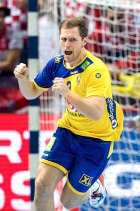 Handball, EM, Kroatien - Schweden 180116 Sveriges Albin Lagergren jublar under handbollsmatchen mellan Kroatien och Sverige under Handbolls-EM 2018 den 16 januari 2018 i Split. Copyright: LUDVIGxTHUNMAN BB180116LT019