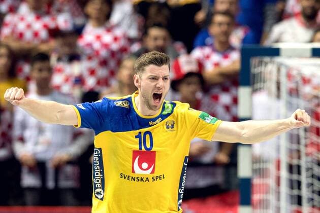 Handball, EM, Kroatien - Schweden 180116 Sveriges Niclas Ekberg jublar under handbollsmatchen mellan Kroatien och Sverige under Handbolls-EM 2018 den 16 januari 2018 i Split. Copyright: LUDVIGxTHUNMAN BB180116LT022