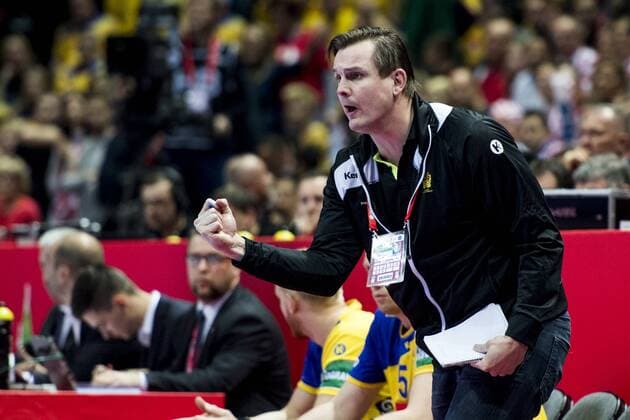 180116 Sveriges förbundskapten Kristj?n Andresson jublar under handbollsmatchen mellan Kroatien och Sverige under Handbolls-EM 2018 den 16 januari 2018 i Split. Copyright: LUDVIGxTHUNMAN BB180116LT040