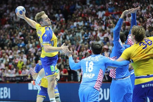 Split, 16 01 2018 - Spaladium Arena, 2018 Men s European Championship EM Europameisterschaft Preliminary Round, Group A. Croatia (blue) - Sweden (yellow) 