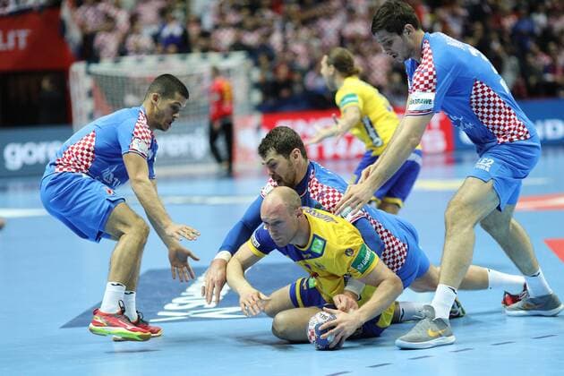 Split, 16 01 2018 - Spaladium Arena, 2018 Men s European Championship EM Europameisterschaft Preliminary Round, Group A. Croatia (blue) - Sweden (yellow) 