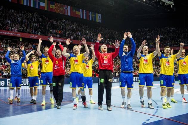 Bilder des Tages - SPORT Handball, EM, Kroatien - Schweden 180116 Sveriges spelare jublar efter segern i handbollsmatchen mellan Kroatien och Sverige under Handbolls-EM 2018 den 16 januari 2018 i Split. Copyright: LUDVIGxTHUNMAN BB180116LT070
