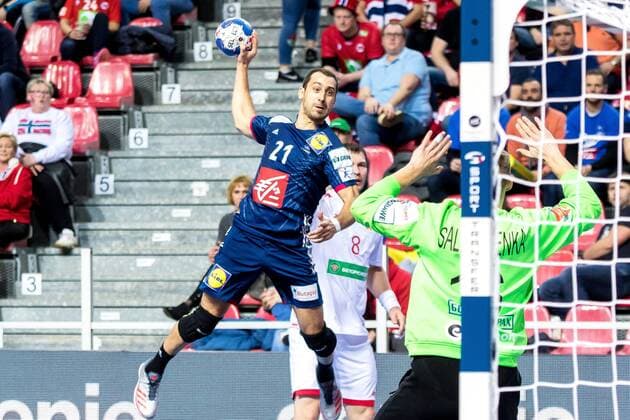 16.01.2018, Zatika Centre, Porec, CRO, EHF EM, Herren, Frankreich vs Weissrussland, Gruppe B, im Bild Michael Guigou (FRA) during the preliminary round, group B match of the EHF men s Handball European Championship EM Europameisterschaft between France and Belarus at the Zatika Sport Centre in Porec, Croatia on 2017 05 12. Porec