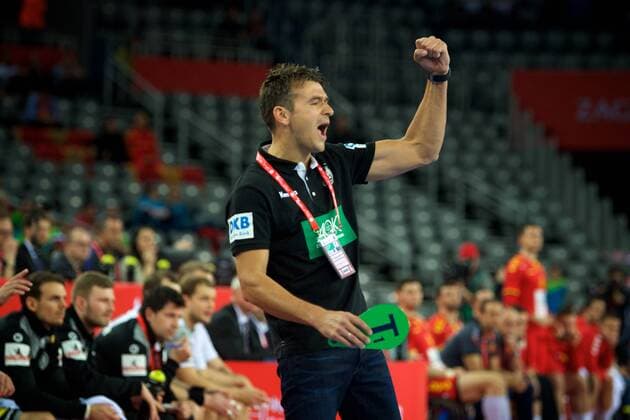 Handball Zagreb 17.01.2018 Europameisterschaft Herren Männer Euro Europameisterschaften Vorrunde Deutschland (GER) - Mazedonien (MKD) Christian Prokop (Deutschland, Trainer) jubel