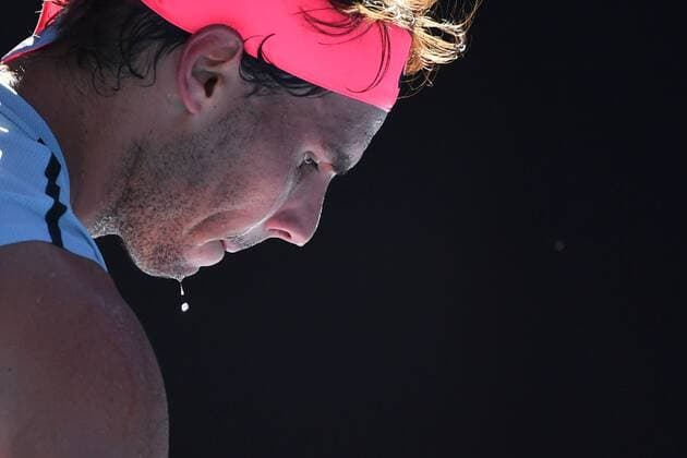 Themen der Woche - SPORT Bilder des Tages - SPORT Australian Open, extreme Hitze an Tag 4 Rafael Nadal (Esp) TENNIS : AUSTRALIAN OPEN 2018 antoinecouvercelle panoramic 