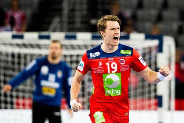 Handball, EM, Serbien - Norwegen 180118 Norges Kristian Bjornsen jublar under handbollsmatchen mellan Serbien och Norge under Handbolls-EM 2018 den 18 januari 2018 i Zagreb. Copyright: LUDVIGxTHUNMAN BB180118LT065