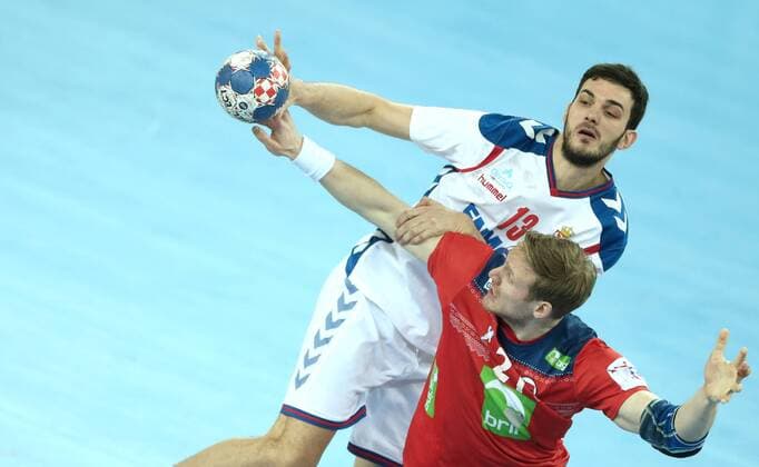 European Handball Championship, Group I, 1th round Serbia vs. Norway 18.01.2018., Arena Zagreb, Zagreb, Croatia - 2018 European Men s Handball Championship, Group I, 1th round Serbia vs. Norway. Petar Nenadic, Magnus Gullerud.  SanjinxStrukic PIXSELL