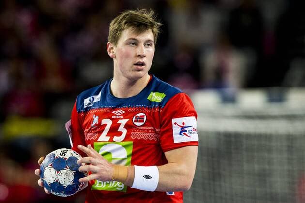 180118 Norges G¿ran Johannessen under handbollsmatchen mellan Serbien och Norge under Handbolls-EM 2018 den 18 januari 2018 i Zagreb. Copyright: LUDVIGxTHUNMAN BB180118LT102