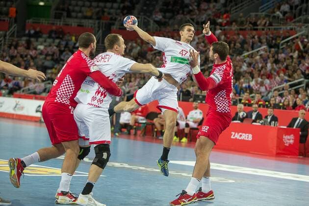 PADSHYVALAU Aliaksandr (Belarus - Bielorussie) HANDBALL : Croatie vs Bielorussie - Championnat d europe EHF - Groupe I - Zagreb - 18 01 2018 THEOPHILELaurent Panoramic 