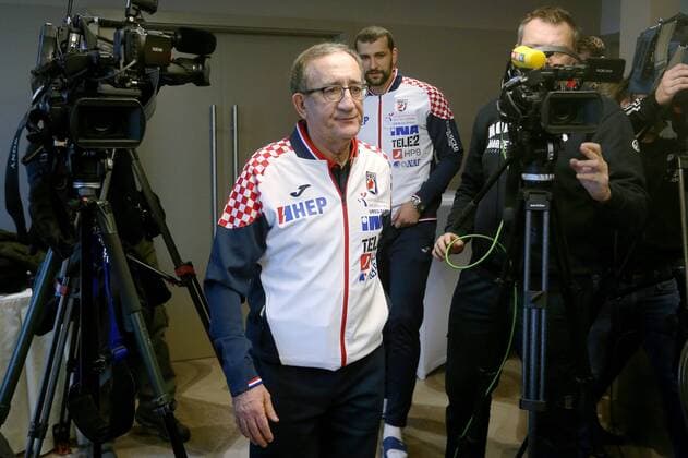 press conference PK Pressekonferenz of the Croatian handball team 19.01.2018., Croatia, Zagreb - Press Conference of the Croatian handball team, coach Lino Cervar and players Jakov Gojun and Zeljko Musa.  DaliborxUrukalovic PIXSELL