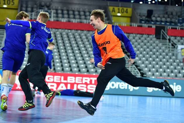 Handball WM, Training Schweden 180119 Sveriges Jerry Tollbring under en träning med Sveriges landslag i handboll under Handbolls-EM 2018 den 19 januari 2018 i Zagreb. Copyright: LUDVIGxTHUNMAN BB180119LT062