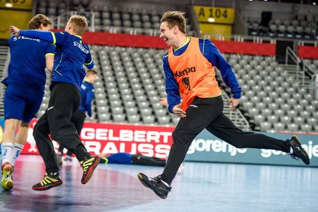 Handball WM, Training Schweden 180119 Sveriges Jerry Tollbring under en träning med Sveriges landslag i handboll under Handbolls-EM 2018 den 19 januari 2018 i Zagreb. Copyright: LUDVIGxTHUNMAN BB180119LT069