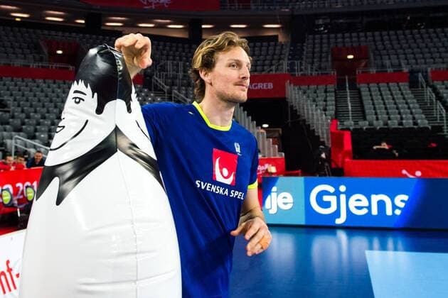 Handball WM, Training Schweden 180119 Sveriges Jesper Nielsen under en träning med Sveriges landslag i handboll under Handbolls-EM 2018 den 19 januari 2018 i Zagreb. Copyright: LUDVIGxTHUNMAN BB180119LT070