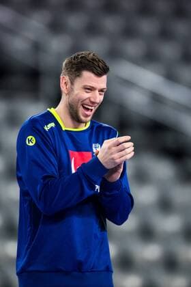 Handball WM, Training Schweden 180119 Sveriges Niclas Ekberg under en träning med Sveriges landslag i handboll under Handbolls-EM 2018 den 19 januari 2018 i Zagreb. Copyright: LUDVIGxTHUNMAN BB180119LT073