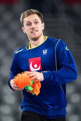 Handball WM, Training Schweden 180119 Sveriges Albin Lagergren under en träning med Sveriges landslag i handboll under Handbolls-EM 2018 den 19 januari 2018 i Zagreb. Copyright: LUDVIGxTHUNMAN BB180119LT074