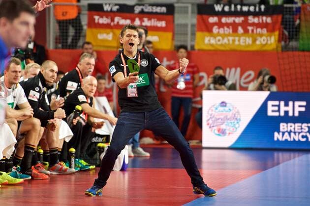 Bilder des Tages Handball Varazdin 19.01.2018 Europameisterschaft Herren Männer Euro Europameisterschaften Zwischenrunde Deutschland (GER) - Tschechien (CZE) Christian Prokop (Deutschland, Trainer) Jubel