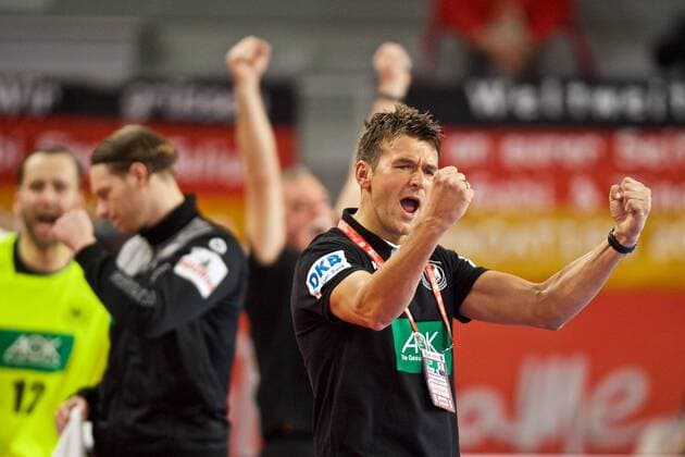 Handball Varazdin 19.01.2018 Europameisterschaft Herren Männer Euro Europameisterschaften Zwischenrunde Deutschland (GER) - Tschechien (CZE) Christian Prokop (Deutschland, Trainer) Jubel