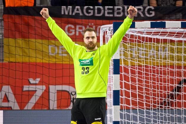 Handball Varazdin 19.01.2018 Europameisterschaft Herren Männer Euro Europameisterschaften Zwischenrunde Deutschland (GER) - Tschechien (CZE) Andreas Wolff (Deutschland, TW, No.33) Jubel