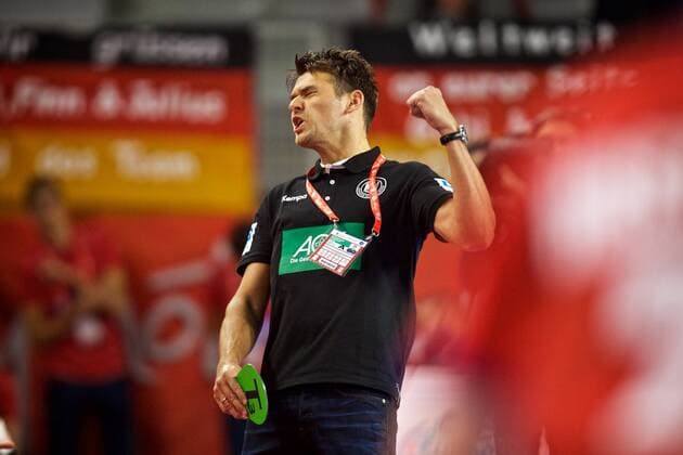 Handball Varazdin 19.01.2018 Europameisterschaft Herren Männer Euro Europameisterschaften Zwischenrunde Deutschland (GER) - Tschechien (CZE) Christian Prokop (Deutschland, Trainer) Jubel