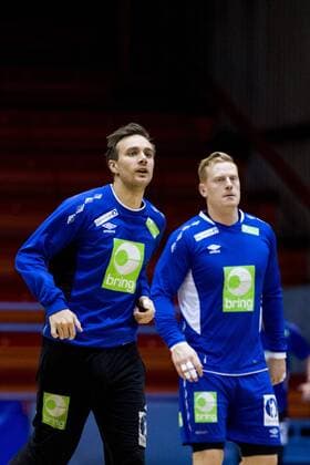 Handball WM, Training Norwegen 180119 Malvakt Espen Christensen och Henrik Jakobsen under en träning med Norges landslag i handboll under Handbolls-EM 2018 den 19 januari 2018 i Zagreb. Copyright: LUDVIGxTHUNMAN BB180119LT157