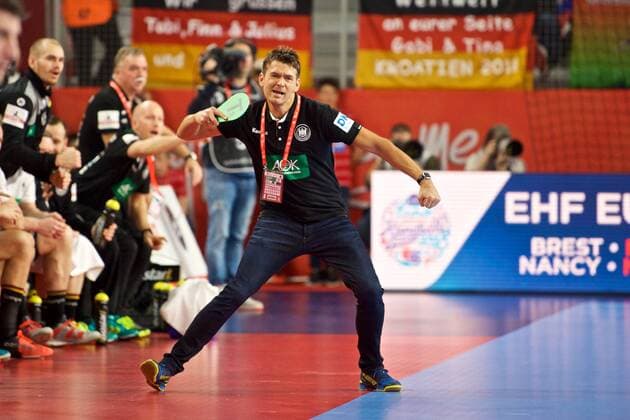 Handball Varazdin 19.01.2018 Europameisterschaft Herren Männer Euro Europameisterschaften Zwischenrunde Deutschland (GER) - Tschechien (CZE) Christian Prokop (Deutschland, Trainer) jubel