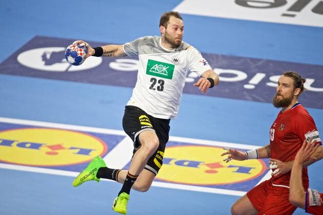 Handball Varazdin 19.01.2018 Europameisterschaft Herren Männer Euro Europameisterschaften Zwischenrunde Deutschland (GER) - Tschechien (CZE) Steffen Fäth (Deutschland, No.23) Faeth Fath HORAK Pavel (Tschechien, No.13)