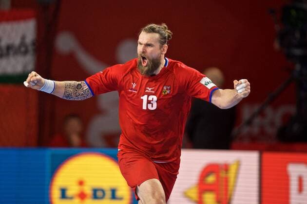 Handball Varazdin 19.01.2018 Europameisterschaft Herren Männer Euro Europameisterschaften Zwischenrunde Deutschland (GER) - Tschechien (CZE) HORAK Pavel (Tschechien, No.13) jubel