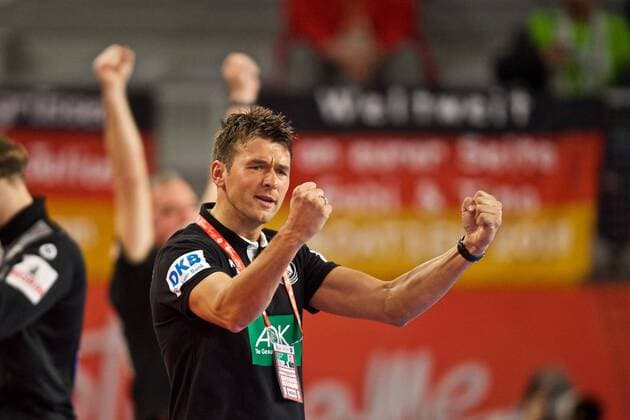 Handball Varazdin 19.01.2018 Europameisterschaft Herren Männer Euro Europameisterschaften Zwischenrunde Deutschland (GER) - Tschechien (CZE) Christian Prokop (Deutschland, Trainer) jubel