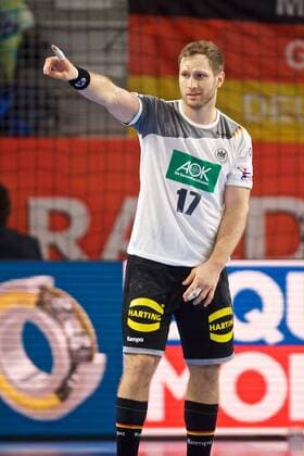 Handball Varazdin 19.01.2018 Europameisterschaft Herren Männer Euro Europameisterschaften Zwischenrunde Deutschland (GER) - Tschechien (CZE) Steffen Weinhold (Deutschland, No.17) Jubel
