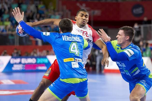 Mads Mensah Larsen (Nr. 22, Daenemark). Slowenien - Daenemark, Hauptrunde, Handball, EHF Euro 2018, 19.01.18 Varazdin Varazdin Croatia Arena Varazdin Copyright: xAgentur54Gradx xFelixxKoenigx