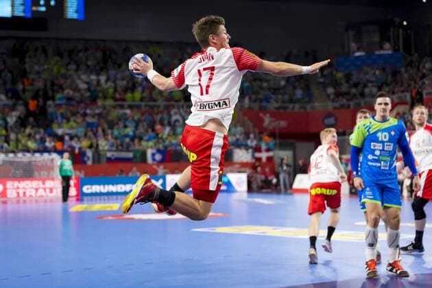 Lasse Svan (Nr. 17, Daenemark). Slowenien - Daenemark, Hauptrunde, Handball, EHF Euro 2018, 19.01.18 Varazdin Varazdin Croatia Arena Varazdin Copyright: xAgentur54Gradx xFelixxKoenigx