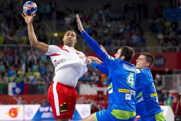 Mads Mensah Larsen (Nr. 22, Daenemark). Slowenien - Daenemark, Hauptrunde, Handball, EHF Euro 2018, 19.01.18 Varazdin Varazdin Croatia Arena Varazdin Copyright: xAgentur54Gradx xFelixxKoenigx