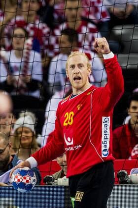 180120 Sveriges malvakt Mikael Appelgren jublar under handbollsmatchen mellan Sverige och Frankrike under Handbolls-EM 2018 den 20 januari 2018 i Zagreb. Copyright: LUDVIGxTHUNMAN BB180120LT030