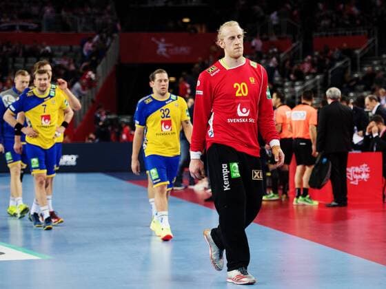 180120 Sveriges malvakt Mikael Appelgren deppar efter handbollsmatchen mellan Sverige och Frankrike under Handbolls-EM 2018 den 20 januari 2018 i Zagreb. Copyright: LUDVIGxTHUNMAN BB180120LT074