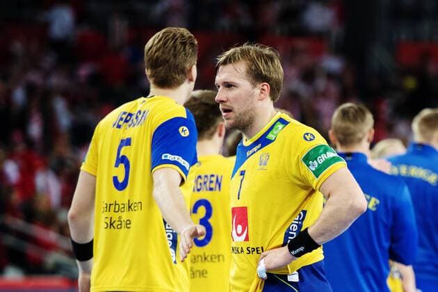 180120 Sveriges Max Darj deppar efter förlusten i handbollsmatchen mellan Sverige och Frankrike under Handbolls-EM 2018 den 20 januari 2018 i Zagreb. Copyright: LUDVIGxTHUNMAN BB180120LT085