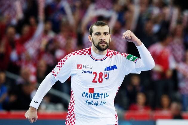 180120 Kroatiens Zeljko Musa jublar under handbollsmatchen mellan Kroatien och Norge under Handbolls-EM 2018 den 20 januari 2018 i Zagreb. Copyright: LUDVIGxTHUNMAN BB180120LT105