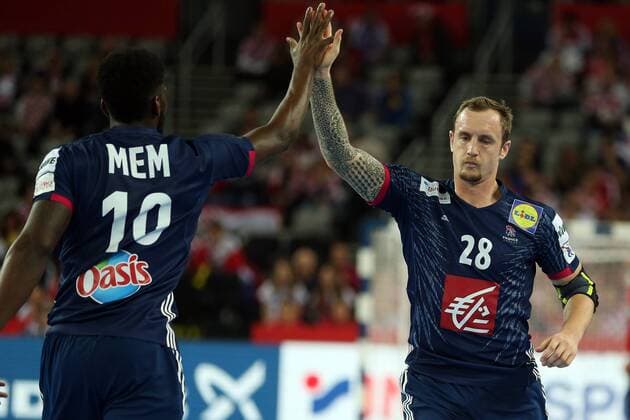 European Handball Championship, Group I, 4th round, Sweden - France 20.01.2018., Arena Zagreb, Zagreb, Croatia - 2018 European Men s Handball Championship, Group I, 4th round, Sweden - France. Dika Mem, Valentin Porte. DaliborxUrukalovic PIXSELL