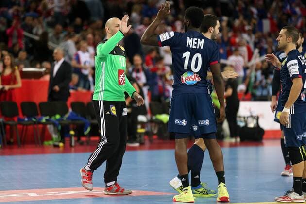 European Handball Championship, Group I, 4th round, Sweden - France 20.01.2018., Arena Zagreb, Zagreb, Croatia - 2018 European Men s Handball Championship, Group I, 4th round, Sweden - France. Vincent Gerard, Dika Mem. DaliborxUrukalovic PIXSELL