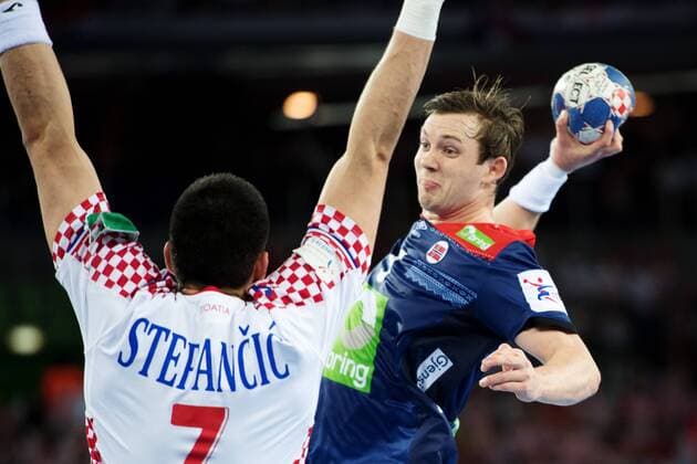 180120 Norges Sander Sagosen under handbollsmatchen mellan Kroatien och Norge under Handbolls-EM 2018 den 20 januari 2018 i Zagreb. Copyright: LUDVIGxTHUNMAN BB180120LT121