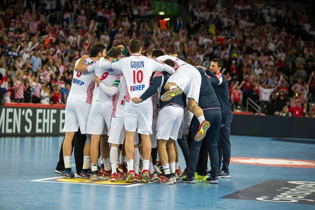 Joie Croatie HANDBALL : Croatie vs Norvege - Championnat d europe EHF - Zagreb - 20 01 2018 TheophileLaurent Panoramic 