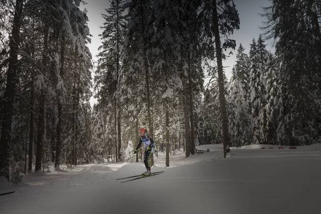 Laura Dahlmeier GER Aktion im verschneiten Wald Biathlon Welt Cup 10 KM Verfolgung der Frauen in Antholz, Italien am 20.01.2018 *** Laura Dahlmeier GER action in the snow-covered forest Biathlon World Cup 10 KM pursuit of women Anterselva, Italy on 20 01 2018