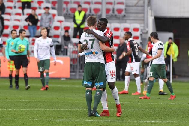 Robert Beric, Allan Saint-Maximin FOOTBALL : Nice vs Saint Etienne - Ligue 1 - 21 01 2018 LionelUrman Panoramic  B
