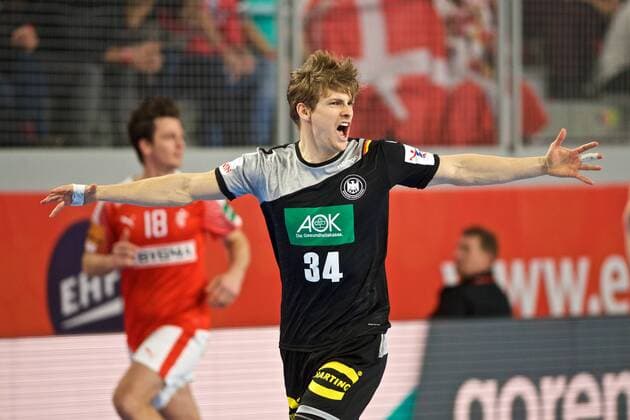 Handball Varazdin 21.01.2018 Europameisterschaft Herren Männer Euro Europameisterschaften Zwischenrunde Deutschland (GER) - Dänemark (DAN) Rune Dahmke (Deutschland, No.34) Jubel