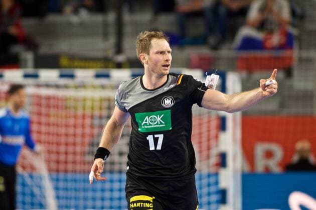 Handball Varazdin 21.01.2018 Europameisterschaft Herren Männer Euro Europameisterschaften Zwischenrunde Deutschland (GER) - Dänemark (DAN) Steffen Weinhold (Deutschland, No.17) Jubel