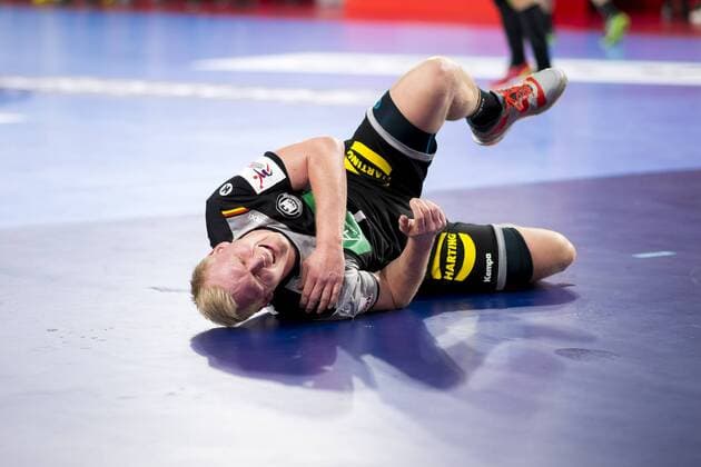 Handball, EM, Deutschland - Dänemark Patrick Wiencek (Nr. 7, Deutschland) liegt nach einem Wurf mit Schmerzen auf dem Feld. Deutschland - Daenemark, Hauptrunde, Handball, EHF Euro 2018, 21.01.18 Varazdin Varazdin Croatia Arena Varazdin Copyright: xAgentur54Gradx xFelixxKoenigx