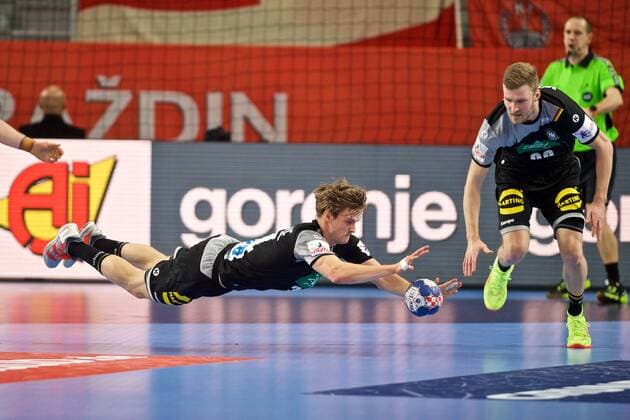 Handball, EM, Deutschland - Dänemark Handball Varazdin 21.01.2018 Europameisterschaft Herren Männer Euro Europameisterschaften Zwischenrunde Deutschland (GER) - Dänemark (DAN) Rune Dahmke (Deutschland, No.34)