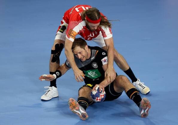 Bilder des Tages - SPORT Handball, EM, Deutschland - Dänemark European Handball Championship, Group II, 4th round, Germany - Denmark 21.01.2018., Arena Varazdin, Varazdin, Croatia - 2018 European Men s Handball Championship, Group II, 4th round, Germany - Denmark. Steffen Weinhold, Mikkel Hansen.  IgorxKralj PIXSELL