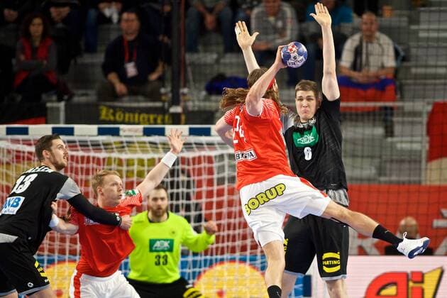 Handball Varazdin 21.01.2018 Europameisterschaft Herren Männer Euro Europameisterschaften Zwischenrunde Deutschland (GER) - Dänemark (DAN) Finn Lemke (Deutschland, No.06) HANSEN Mikkel (Dänemark, No.24)